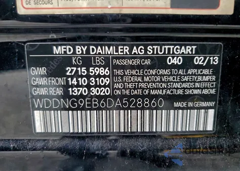 2013 Mercedes-Benz S 550 4Matic z USA, uszkodzony, nr VIN WDDNG9EB6DA528860